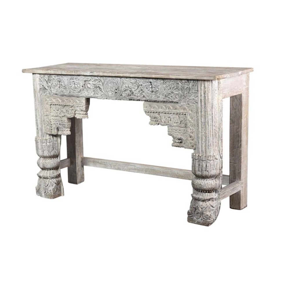 Фото Консоль PA2359, Тиковое дерево, bleached white, ROOMERS ANTIQUE - интернет-магазин МегаТерем в Москве