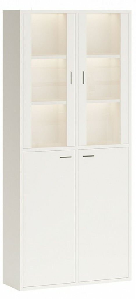 Фото Шкаф-витрина Домино СУ(ш2в2)+2ФС+2ФГ MER_SUsh2v2-2FS-2FG-BE-belyj - интернет-магазин МегаТерем в Москве