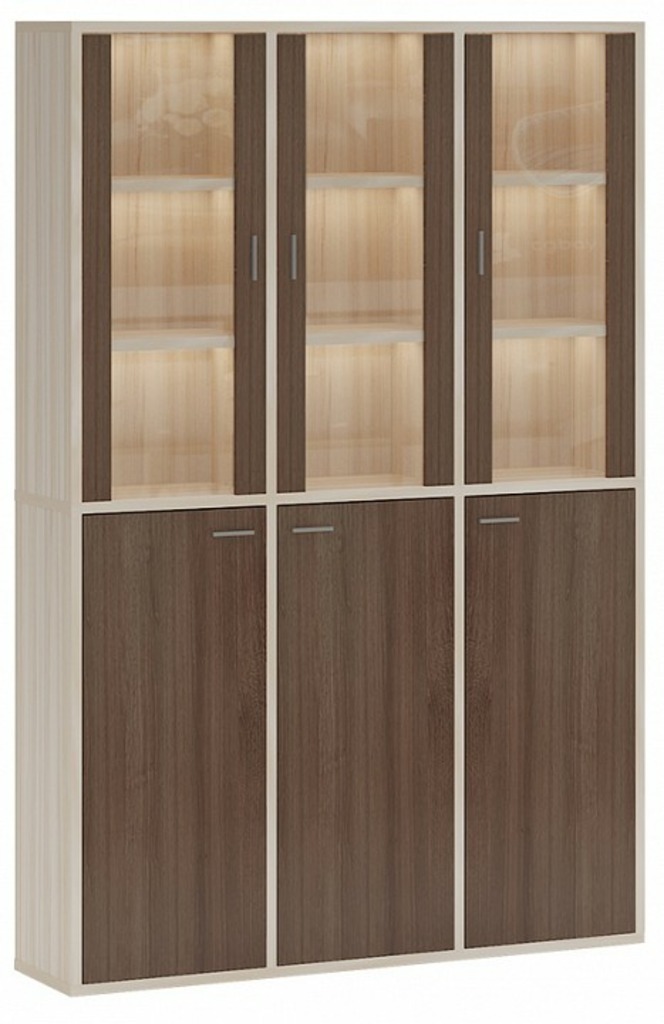 Фото Шкаф-витрина Домино СУ(ш3в2)+3ФГ+3ФС MER_SUsh3v2-3FG-3FS-KSH-karamel-shamoni-CH - интернет-магазин МегаТерем в Москве