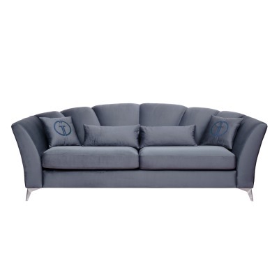 Диван Annette трехместный без мех,велюр сапфир Colt1006/хром 250*100*95 (TT-00012929)