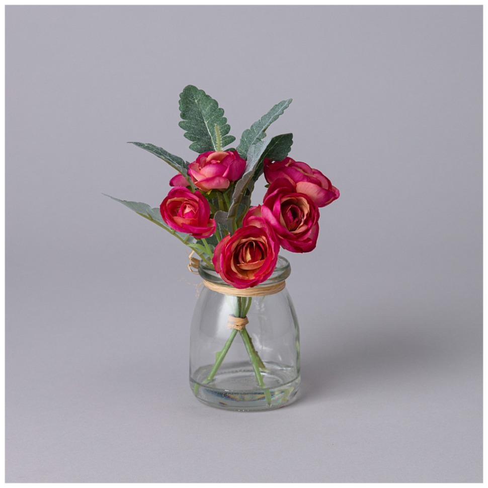 Фото Букет искусственных цветов в круглой вазе высота= 16см Lefard (287-548) - интернет-магазин МегаТерем в Москве