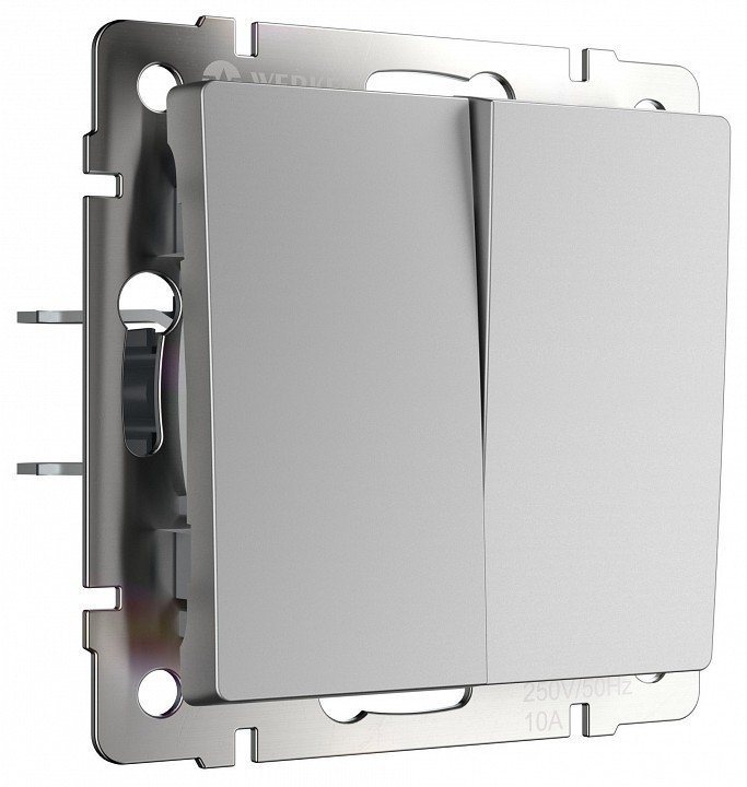 Фото Выключатель двухклавишный без рамки Werkel серебряный W1123008 WRK_a058435 - интернет-магазин МегаТерем в Москве