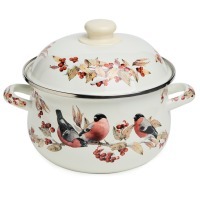 Кастрюля agness эмалированная с эмал.крышкой серия "снегири", 2.8 л, 20*12 см (934-747) 