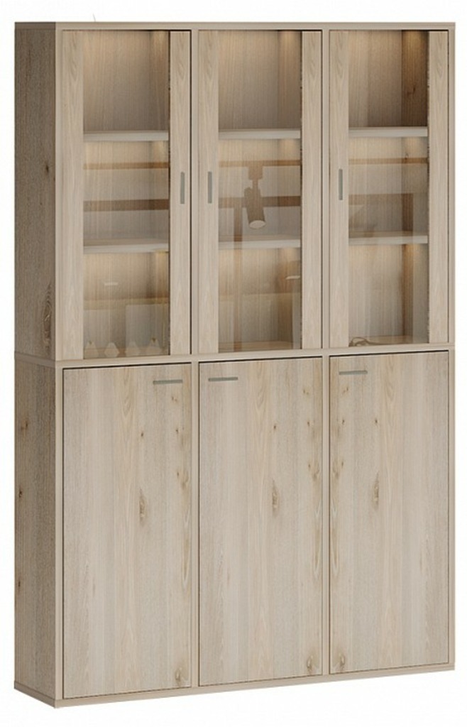 Фото Шкаф-витрина Домино СУ(ш3в2)+3ФГ+3ФС MER_SUsh3v2-3FG-3FS-N-nelson - интернет-магазин МегаТерем в Москве