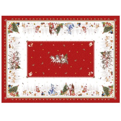 Скатерть "с новым годом" 160х220см ,красный, 100% хлопок,твил пропитка (850-763-21) 