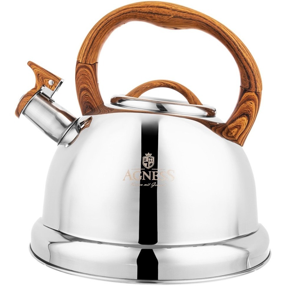 Фото Чайник agness со свистком,  3,0 л и складывающейся ручкой (937-032)  - интернет-магазин МегаТерем в Москве