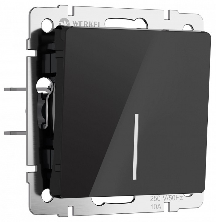 Фото Выключатель проходной одноклавишный с подсветкой без рамки Werkel черный акрил W1112148 WRK_a064036 - интернет-магазин МегаТерем в Москве