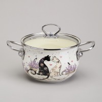 Кастрюля agness эмалированная со стеклянной крышкой серия "lavander cats", 2,0 л диа. 18см (943-076) 