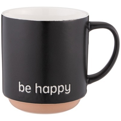 Кружкаbe happy 410 мл черна...