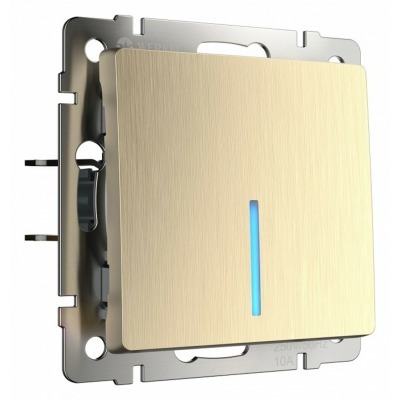 Выключатель проходной одноклавишный с подсветкой без рамки Werkel шампань рифленый W1112110 WRK_a051412