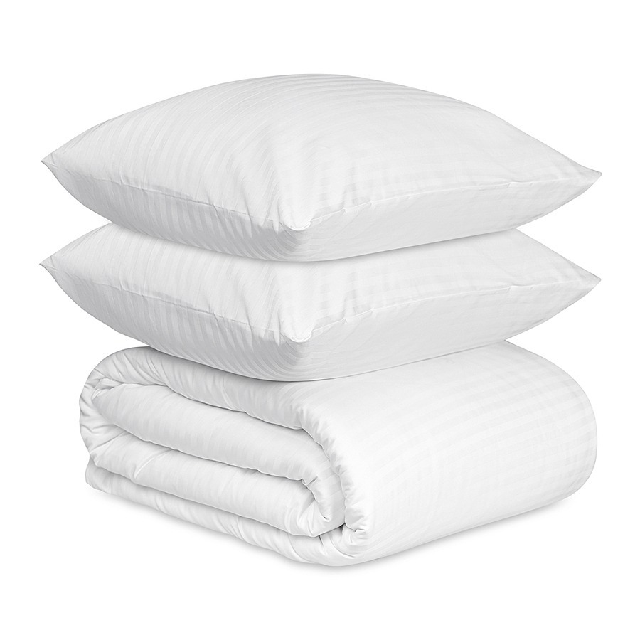 Фото Комплект постельного белья из страйп-сатина из коллекции essential, 200х220 см (77126) - интернет-магазин МегаТерем в Москве