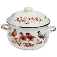 Кастрюля agness эмалированная с эмал.крышкой серия "снегири", 3.6 л, 22*13 см (934-748) 
