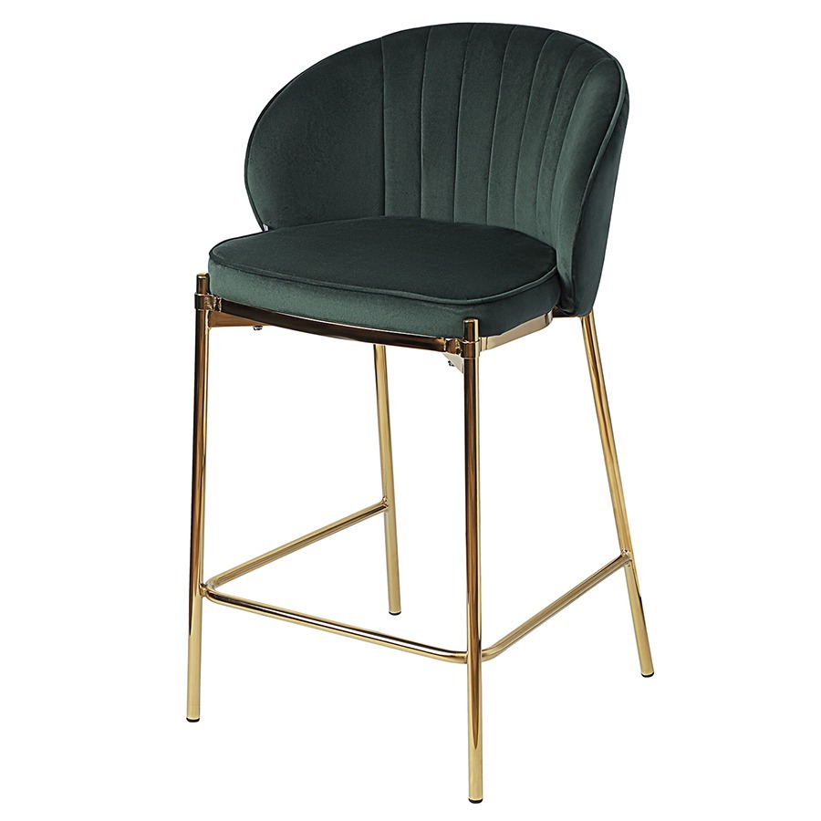 Фото Стул полубарный coral, велюр, темно-зеленый (77194) - интернет-магазин МегаТерем в Москве