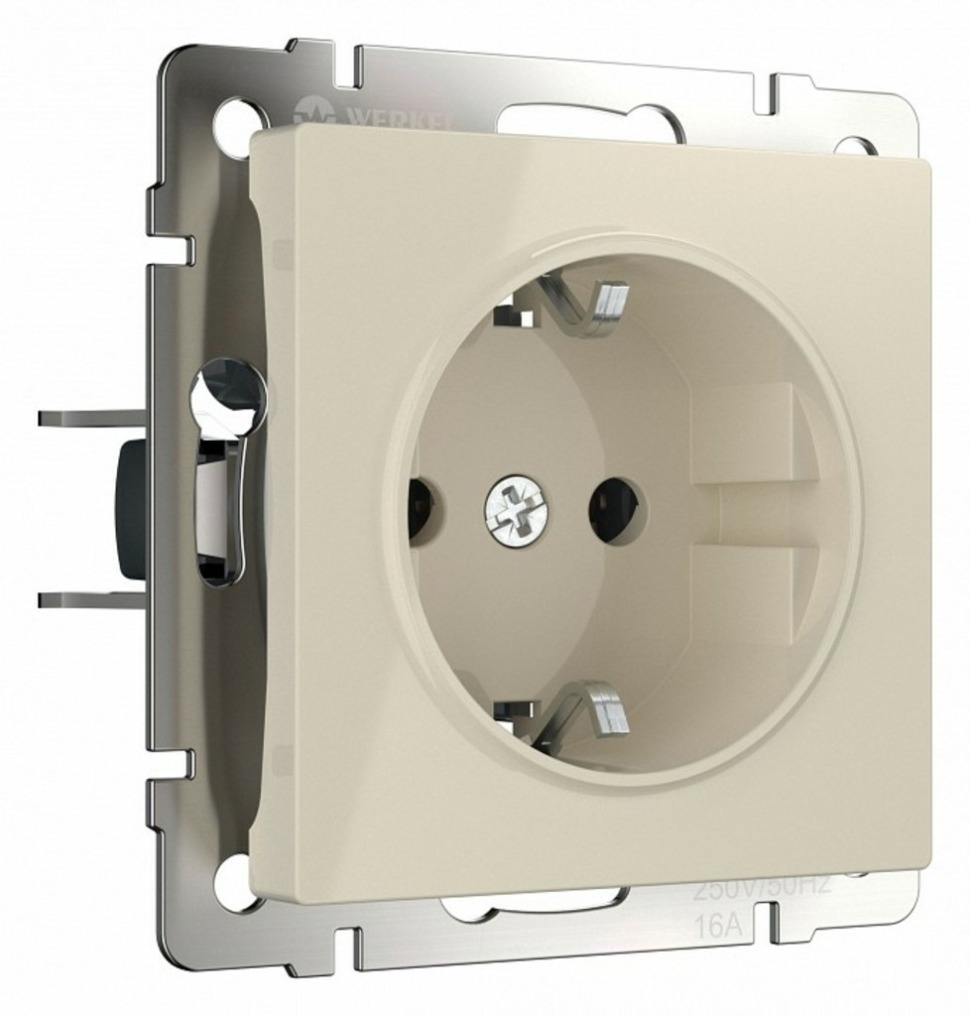 Фото Розетка с заземлением, без рамки Werkel слоновая кость W1171003 WRK_a051490 - интернет-магазин МегаТерем в Москве