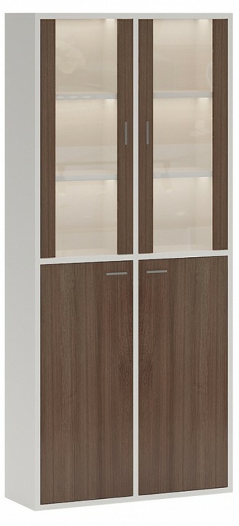 Фото Шкаф-витрина Домино СУ(ш2в2)+2ФС+2ФГ MER_SUsh2v2-2FS-2FG-BESH-belyj-shamoni-CH - интернет-магазин МегаТерем в Москве