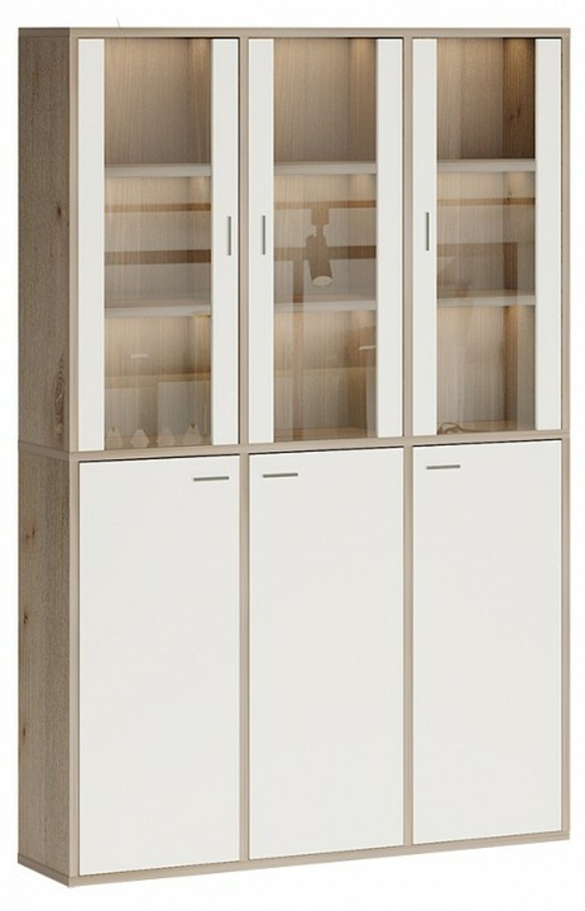 Фото Шкаф-витрина Домино СУ(ш3в2)+3ФГ+3ФС MER_SUsh3v2-3FG-3FS-NBE-nelson-belyj - интернет-магазин МегаТерем в Москве