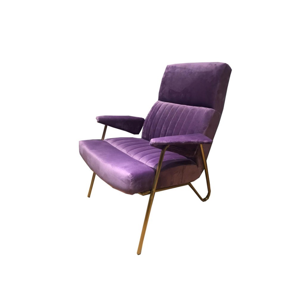 Фото Кресло Ибекс C0231-1D/AR108-14, Нержавеющая сталь, бархат, Lavender/gold, ROOMERS FURNITURE - интернет-магазин МегаТерем в Москве