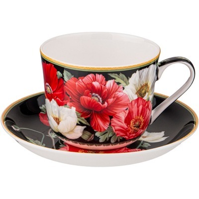 Чайная пара lefard "маки" 500 мл черная (104-761) 