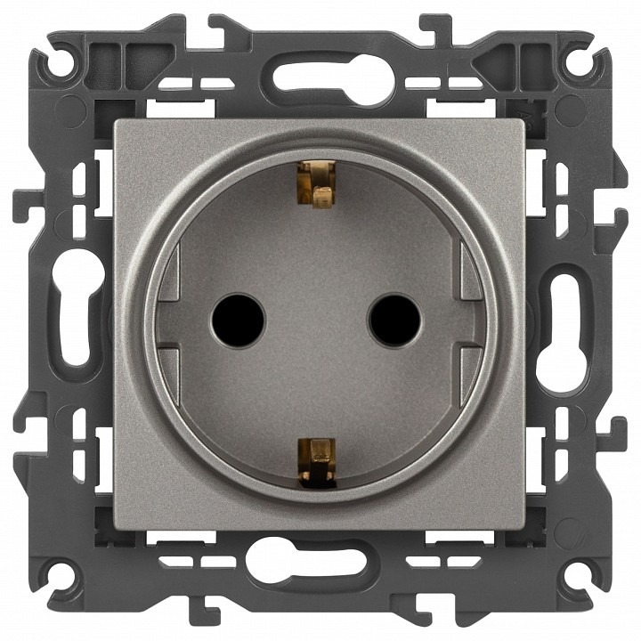 Фото Розетка с заземлением и со шторкой, без рамки Эра Эра Elegance 14-2102-16 ER_B0065806 - интернет-магазин МегаТерем в Москве