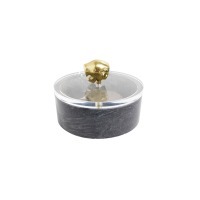 Шкатулка F290, 19, мрамор,металл, акрил, Antique brass/black, ROOMERS FURNITURE