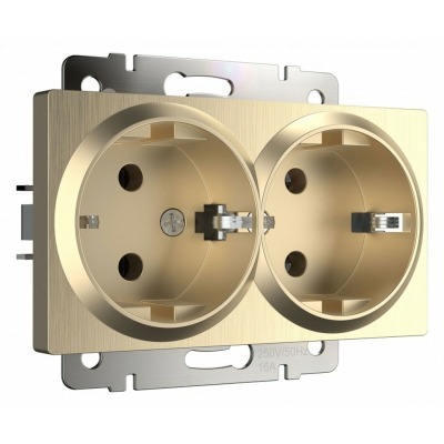 Розетка двойная с заземлением, без рамки Werkel шампань рифленый W1172010 WRK_a051432