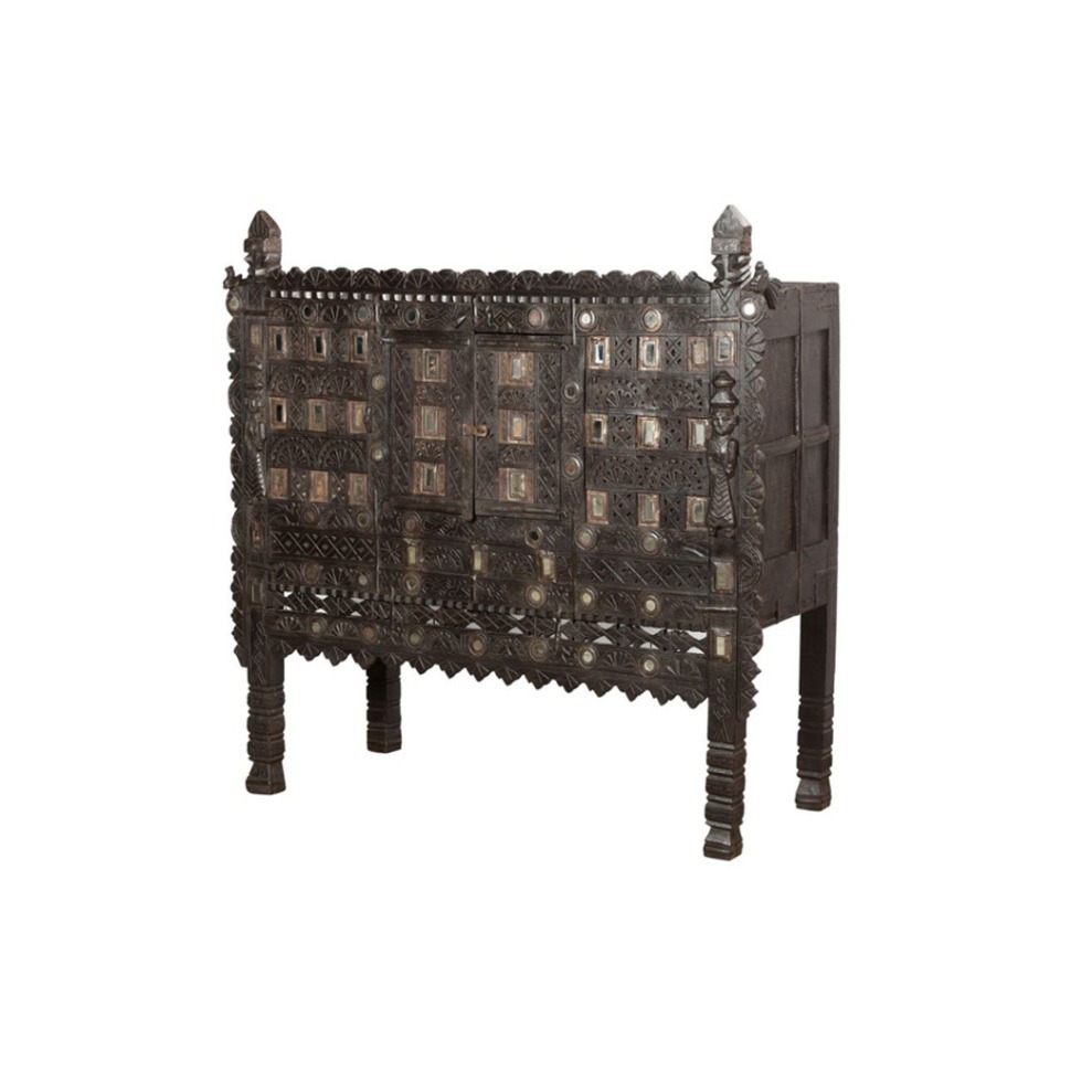 Фото Консоль XIX век, Индия PR003, Тиковое дерево, dark brown, ROOMERS ANTIQUE - интернет-магазин МегаТерем в Москве