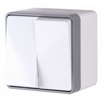 Выключатель двухклавишный влагозащищенный Werkel Gallant (белая) WL15-03-02 WRK_a036774