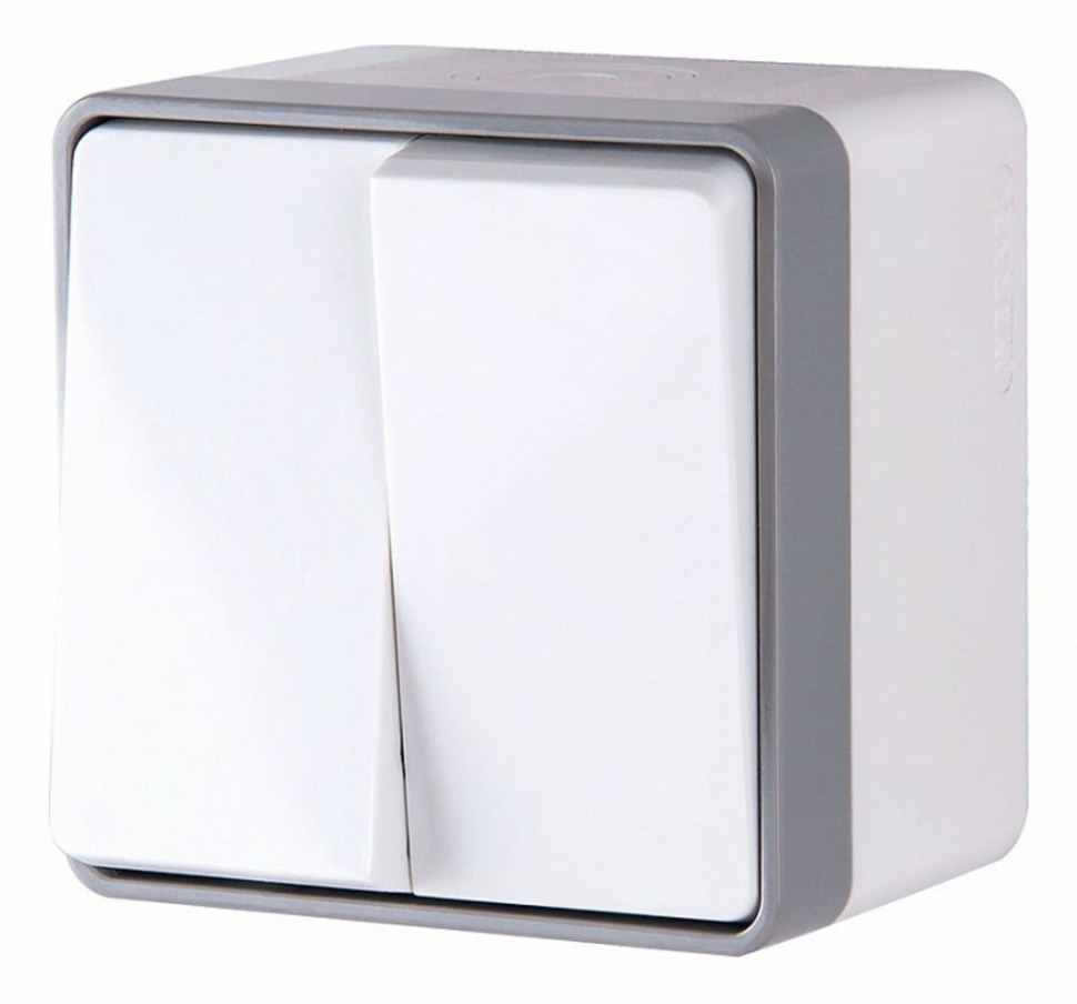 Фото Выключатель двухклавишный влагозащищенный Werkel Gallant (белая) WL15-03-02 WRK_a036774 - интернет-магазин МегаТерем в Москве