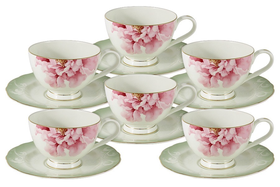 Фото Набор 12 предметов Заря: 6 чашек + 6 блюдец - AL-M1836_12-E9 Anna Lafarg Emily - интернет-магазин МегаТерем в Москве
