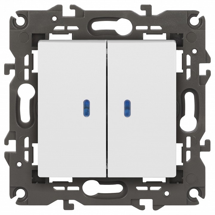 Фото Выключатель двухклавишный с подсветкой без рамки Эра Эра Elegance 14-1105-01М ER_B0065807 - интернет-магазин МегаТерем в Москве