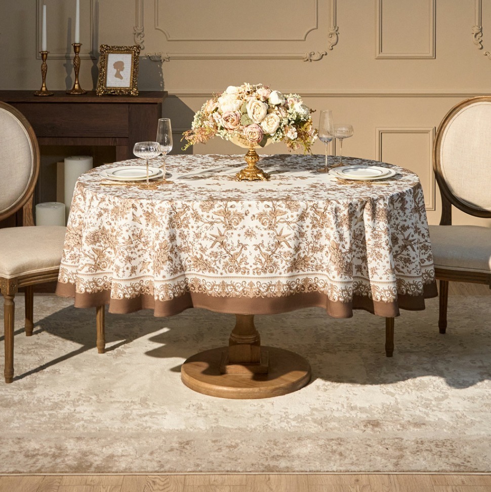 Фото Скатерть овальная royal garden 160х220 см ,белый, 100% хлопок, твил, с пропиткой (850-754-26)  - интернет-магазин МегаТерем в Москве