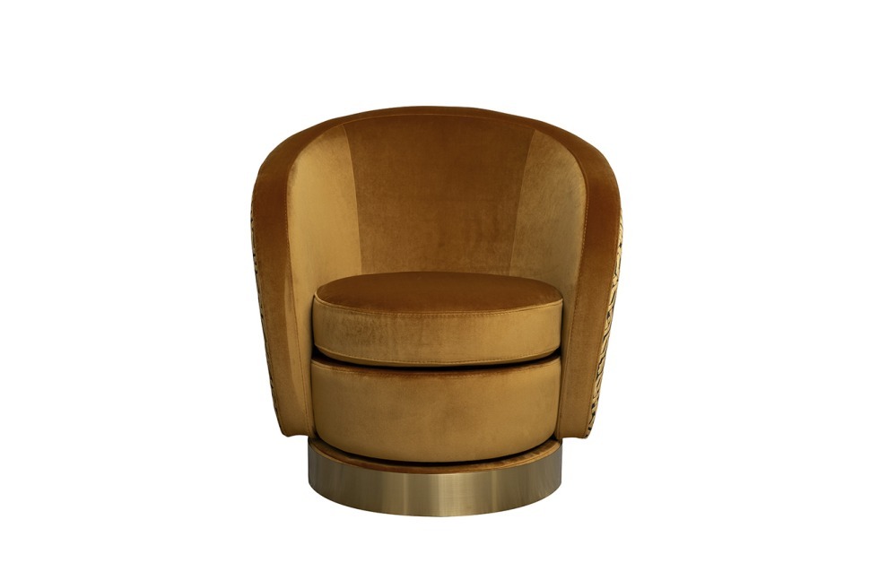 Фото Кресло Napoli вращающееся, велюр принт Pad31+Latt ORANG 76*76*76см (TT-00016170) - интернет-магазин МегаТерем в Москве