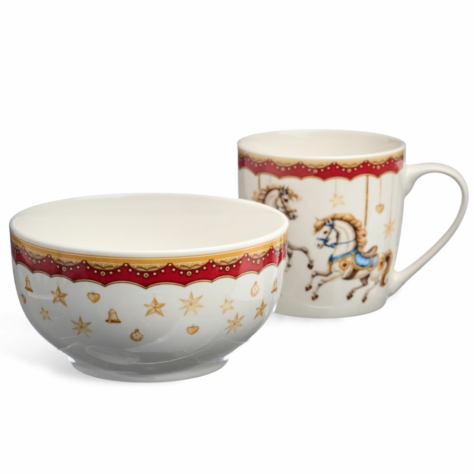 Фото Набор для завтрака lefard карусель, 2 пр.: салатник 500мл, кружка 360мл (260-1056)  - интернет-магазин МегаТерем в Москве