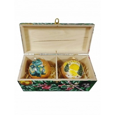 Короб Новый Год 2 шара Крас...