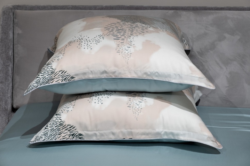 Фото Комплект наволочек Нувола принт тенсель бирюзовый 70*70 (2шт) (TT-00011357) - интернет-магазин МегаТерем в Москве