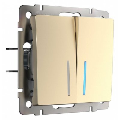 Выключатель проходной двухклавишный с подсветкой без рамки Werkel шампань W1122111 WRK_a050861