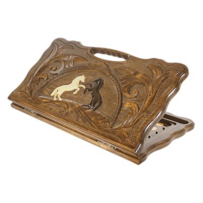 Нарды резные "Две лошади" с ручкой 60, Haleyan (64021)