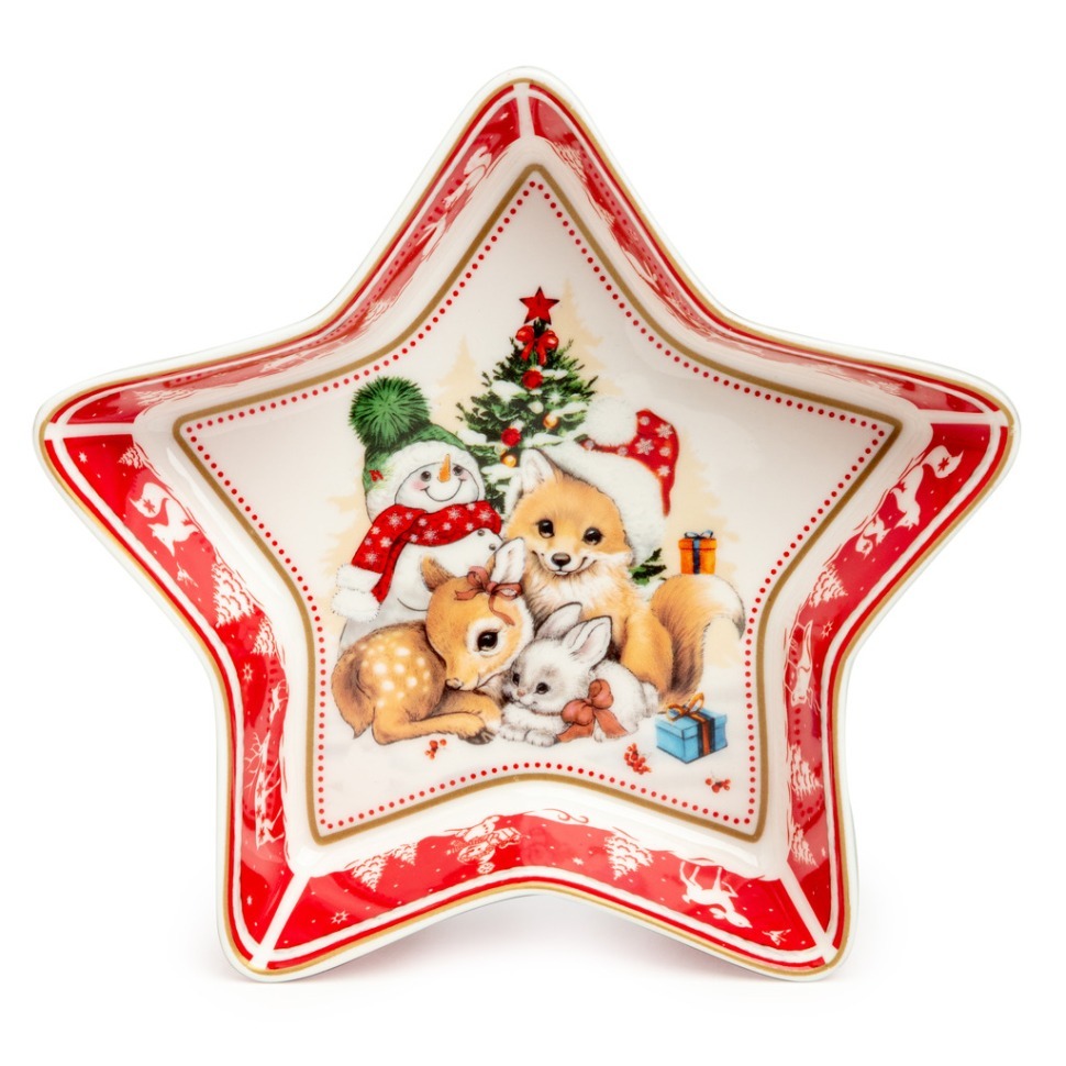 Фото Блюдо lefard с новым годом! в форме звезды 17,5*17,5*3,5 см красное (85-1957-1)  - интернет-магазин МегаТерем в Москве
