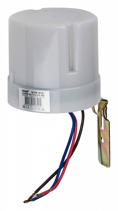 Фото Датчик освещенности Uniel USN-012-2500W-02/100LUX-WH UL-00005840 UL_UL-00005840 - интернет-магазин МегаТерем в Москве