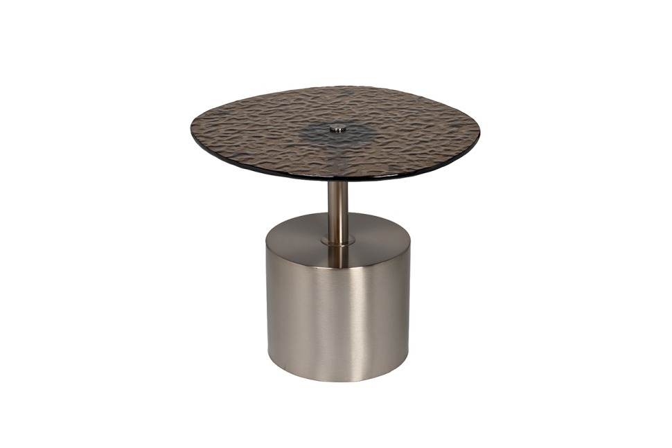 Фото Стол журнальный, стекло рельефное тонированное d 52*50*45см (TT-00014152) - интернет-магазин МегаТерем в Москве