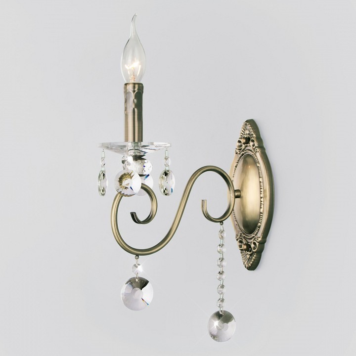 Фото Бра Eurosvet Ravenna 10104/1 античная бронза/прозрачный хрусталь Strotskis EV_a045536 - интернет-магазин МегаТерем в Москве