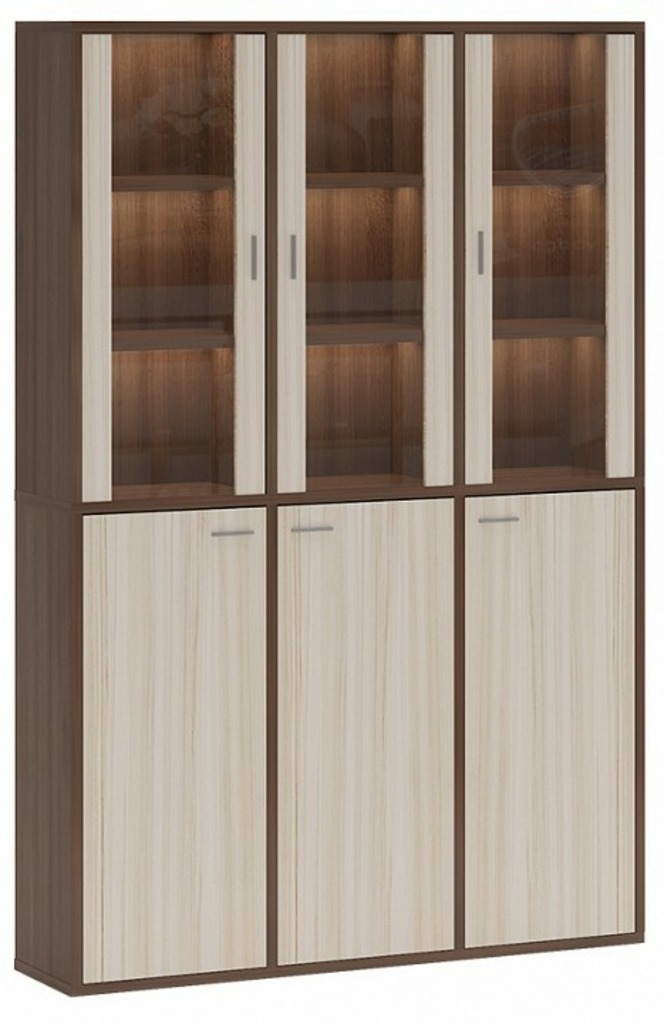 Фото Шкаф-витрина Домино СУ(ш3в2)+3ФГ+3ФС MER_SUsh3v2-3FG-3FS-SHK-shamoni-CH-karamel - интернет-магазин МегаТерем в Москве