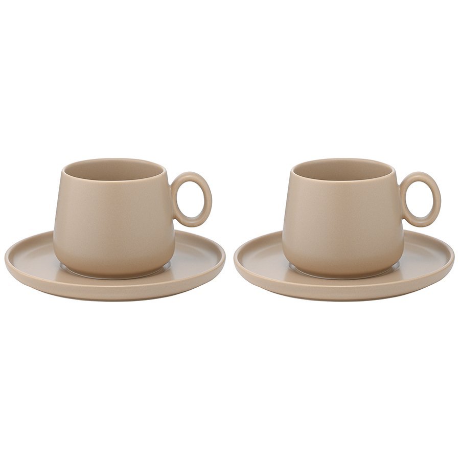 Фото Набор из двух чайных пар бежевого цвета из коллекции essential, 250 мл (75183) - интернет-магазин МегаТерем в Москве
