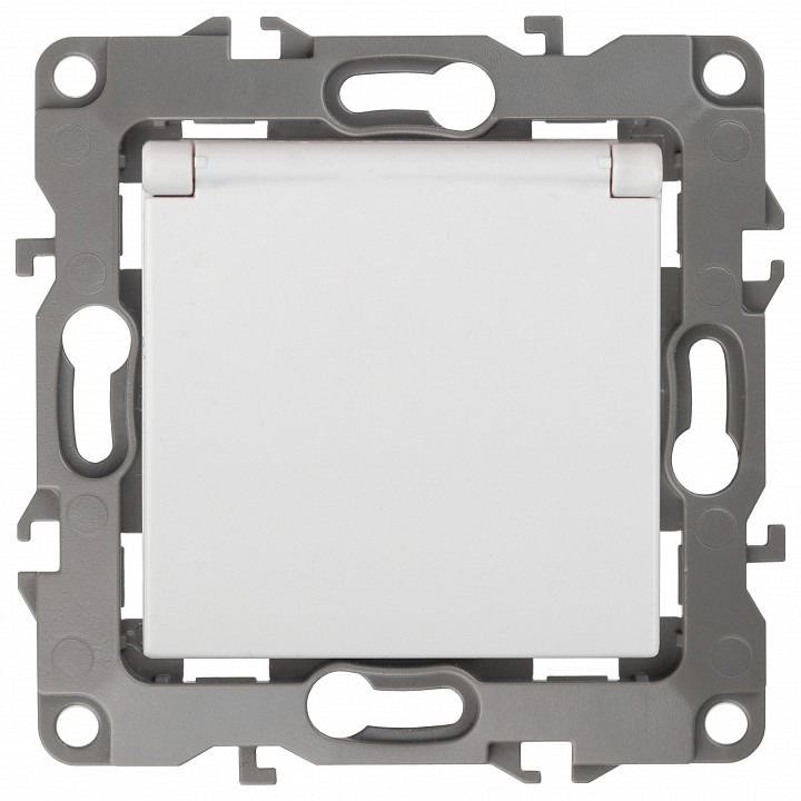 Фото Розетка с заземлением и со шторкой, без рамки с крышкой Эра Эра 12 12-2103-01 ER_B0014693 - интернет-магазин МегаТерем в Москве