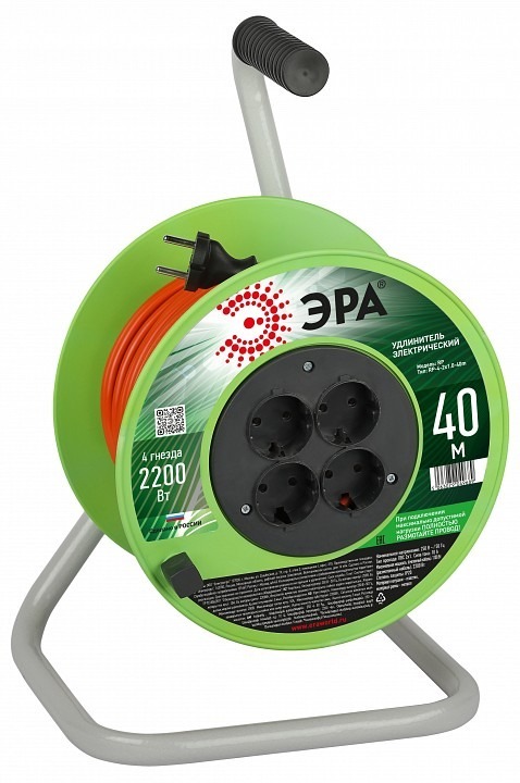 Фото Удлинитель Эра  RP-4-2x1.0-40m ER_B0059783 - интернет-магазин МегаТерем в Москве