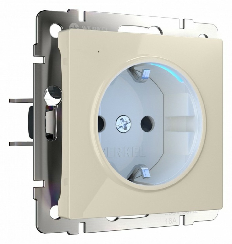 Фото Розетка с заземлением с подсветкой, без рамки Werkel слоновая кость W1171403 WRK_a054522 - интернет-магазин МегаТерем в Москве