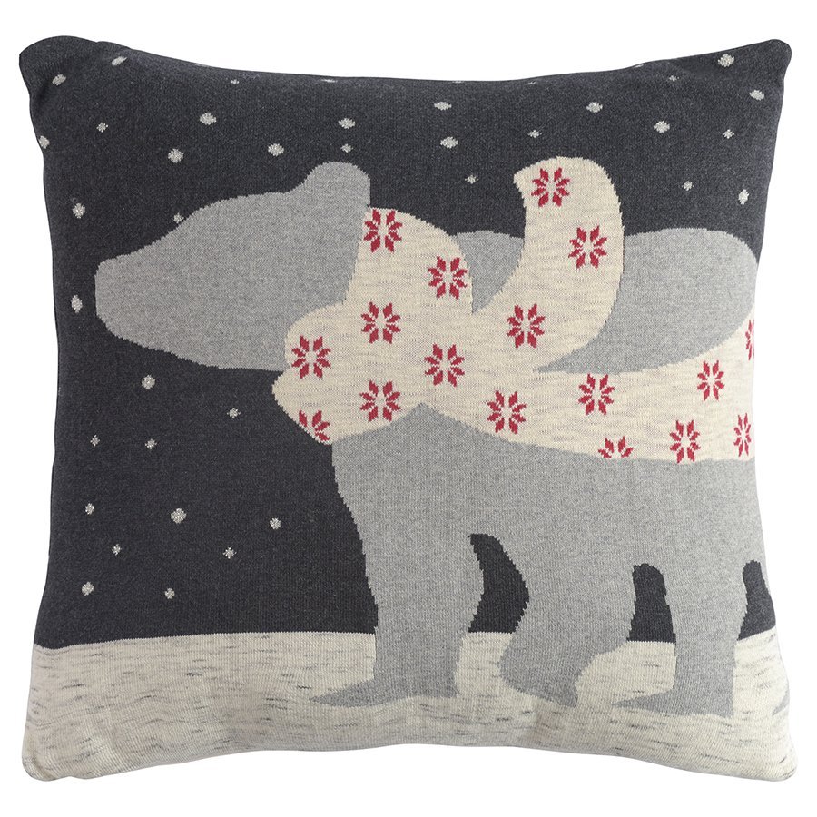 Фото Подушка вязаная с новогодним рисунком polar bear из коллекции new year essential, 45х45 см (74417) - интернет-магазин МегаТерем в Москве