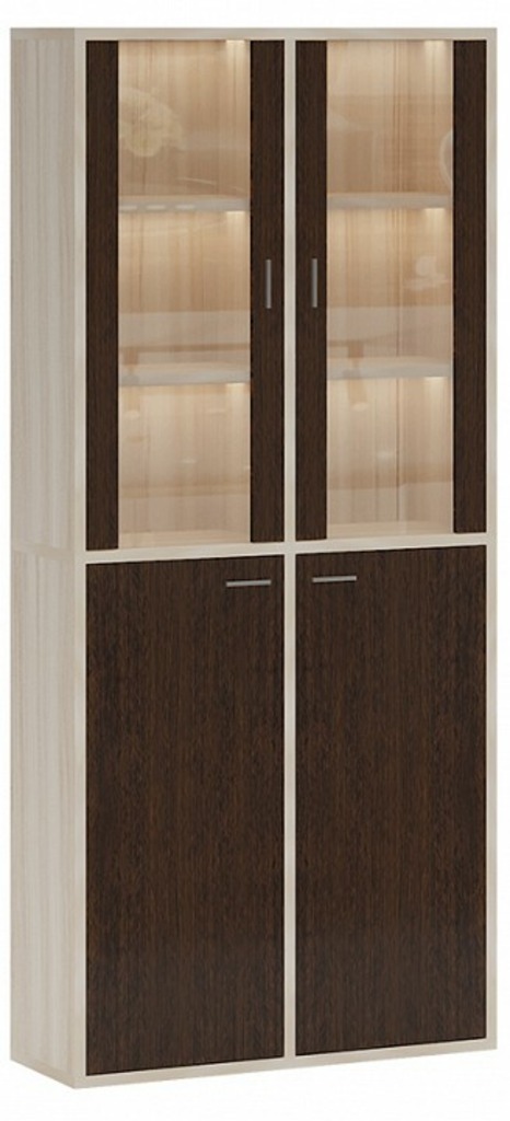 Фото Шкаф-витрина Домино СУ(ш2в2)+2ФС+2ФГ MER_SUsh2v2-2FS-2FG-KV-karamel-venge - интернет-магазин МегаТерем в Москве