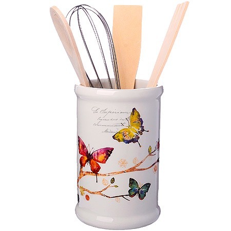 Фото Подставка с кухонными приборами Бабочки в саду LORAINE (60136) - интернет-магазин МегаТерем в Москве