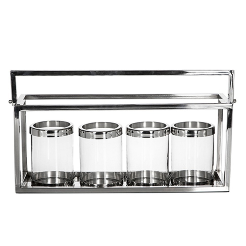 Фото Подсвечник 4520L, нержавеющая сталь, стекло, chrom/clear, ROOMERS FURNITURE - интернет-магазин МегаТерем в Москве